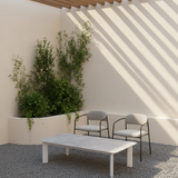 Minimalist Aluminum Alloy Outdoor Table with Scratch-Resistant Sintered Stone Top – Weatherproof Patio Coffee Table