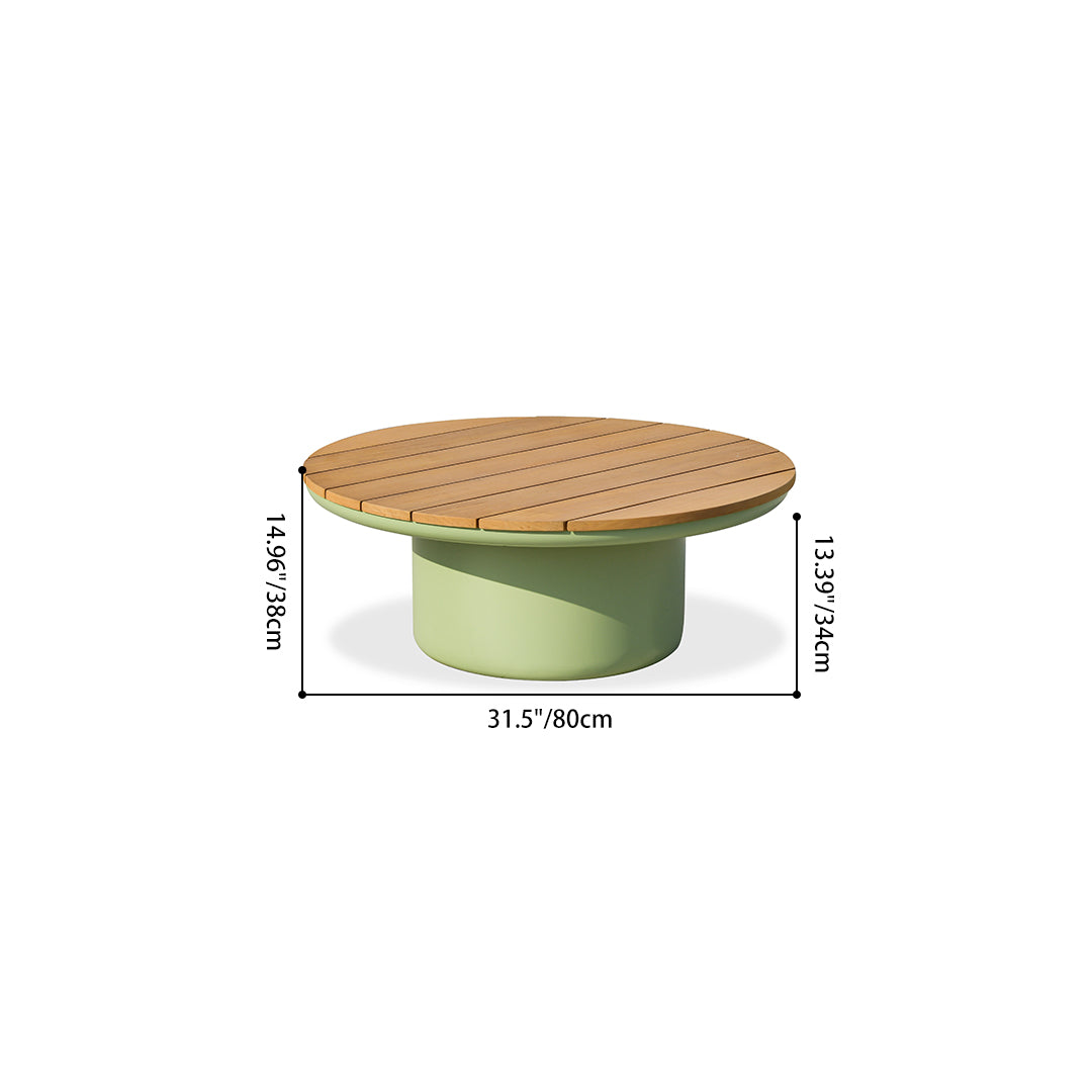 Timeless Solid Teak Wood Top Outdoor Coffee Table with Durable Aluminum Frame – Weather-Resistant Patio Table