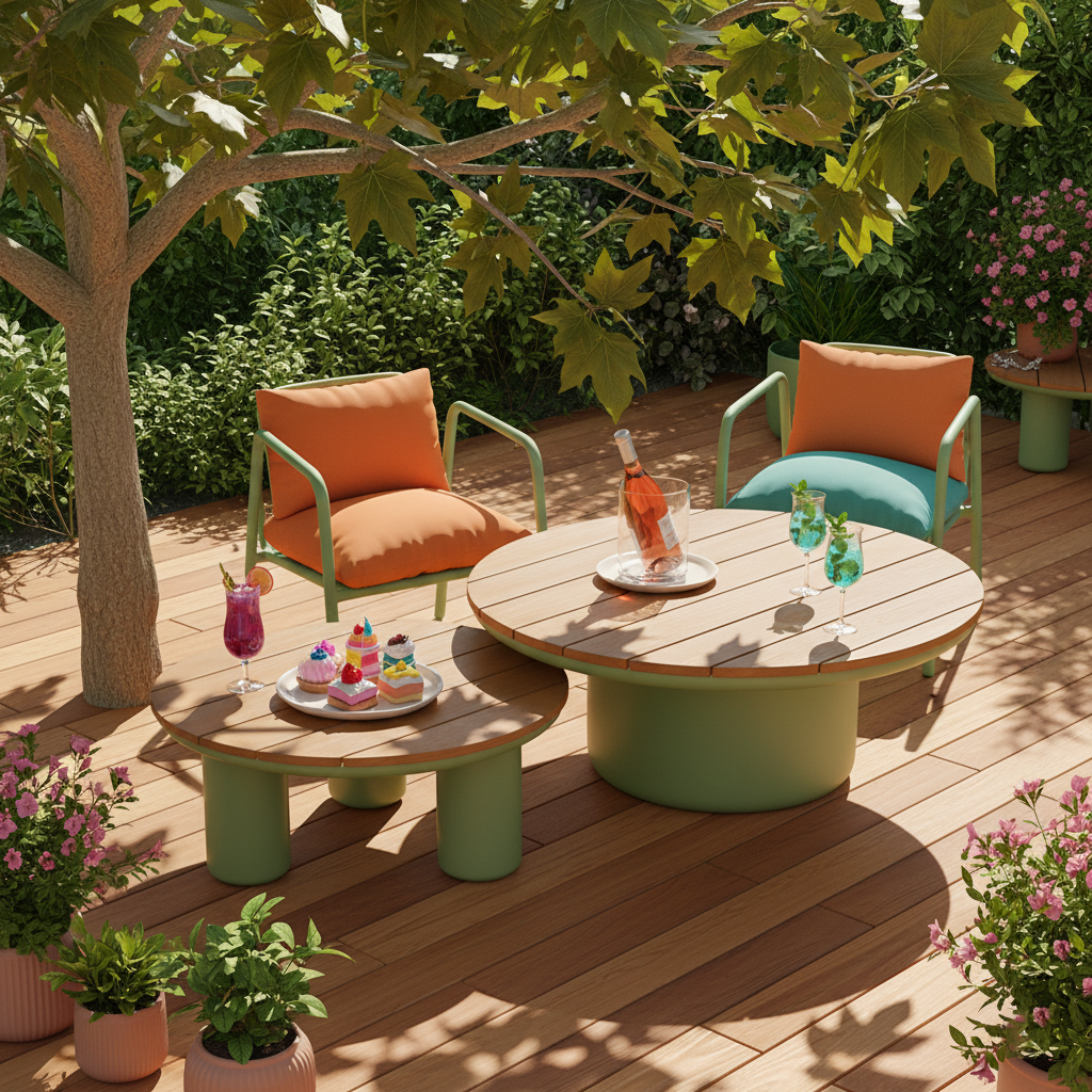 Timeless Solid Teak Wood Top Outdoor Coffee Table with Durable Aluminum Frame – Weather-Resistant Patio Table