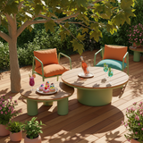 Timeless Solid Teak Wood Top Outdoor Coffee Table with Durable Aluminum Frame – Weather-Resistant Patio Table