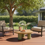 Timeless Solid Teak Wood Top Outdoor Coffee Table with Durable Aluminum Frame – Weather-Resistant Patio Table