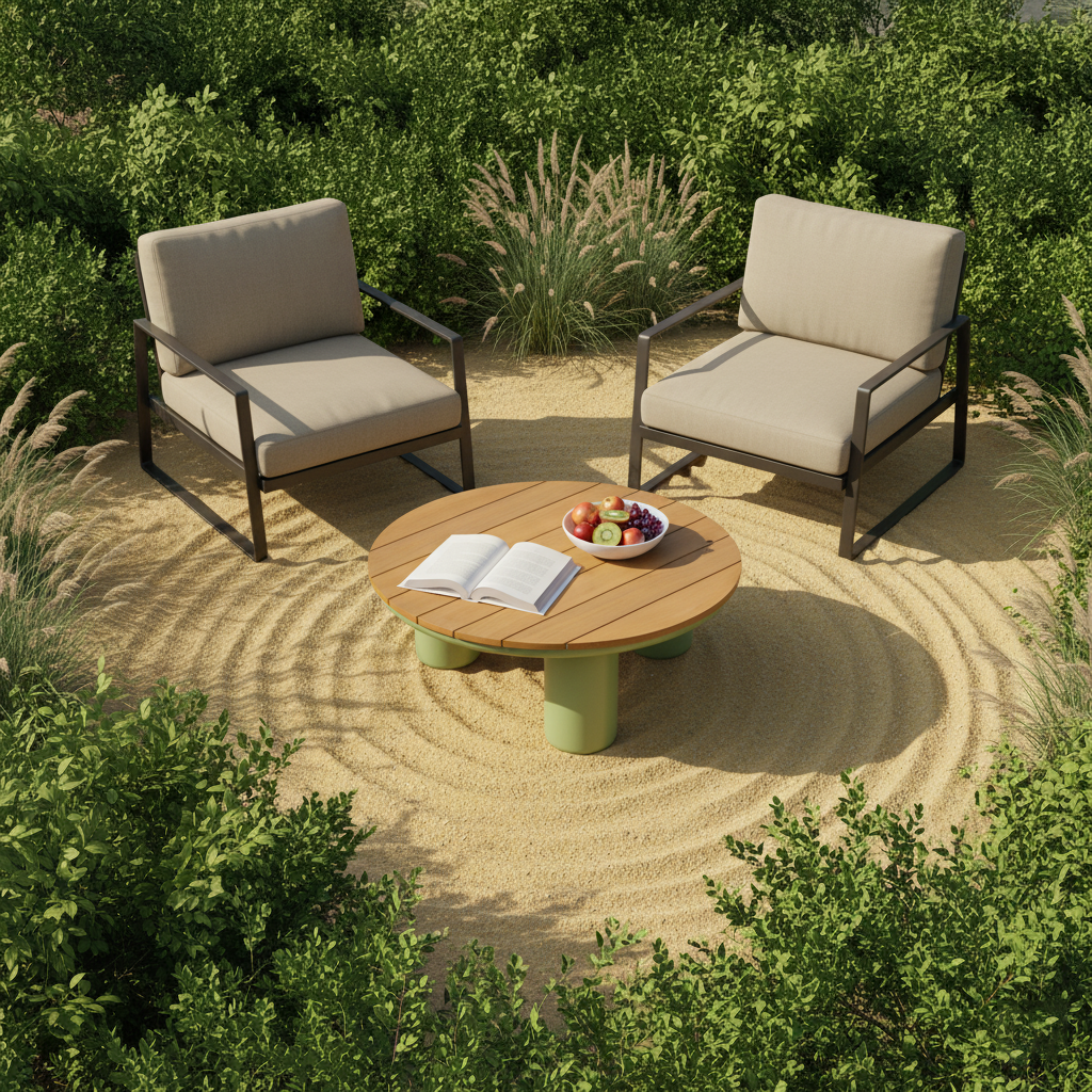 Timeless Solid Teak Wood Top Outdoor Coffee Table with Durable Aluminum Frame – Weather-Resistant Patio Table