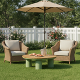 Timeless Solid Teak Wood Top Outdoor Coffee Table with Durable Aluminum Frame – Weather-Resistant Patio Table