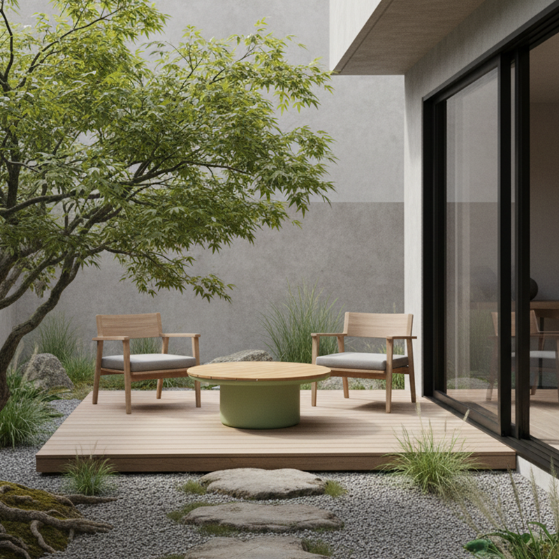 Timeless Solid Teak Wood Top Outdoor Coffee Table with Durable Aluminum Frame – Weather-Resistant Patio Table