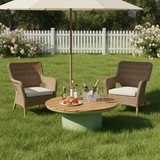 Timeless Solid Teak Wood Top Outdoor Coffee Table with Durable Aluminum Frame – Weather-Resistant Patio Table