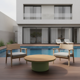 Timeless Solid Teak Wood Top Outdoor Coffee Table with Durable Aluminum Frame – Weather-Resistant Patio Table