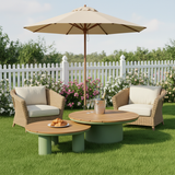 Timeless Solid Teak Wood Top Outdoor Coffee Table with Durable Aluminum Frame – Weather-Resistant Patio Table