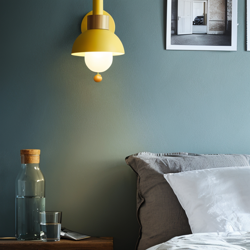 Scandinavian-Style Wooden Wall Lamp in Soft Pastels