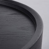 Industrial Smoked Wood Nightstand – Solid Wood Bedside Table with a Smooth Circular 1-Drawer for the Bedroom