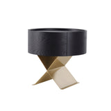Industrial Smoked Wood Nightstand – Solid Wood Bedside Table with a Smooth Circular 1-Drawer for the Bedroom