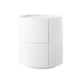 Nordic Rounded Cabinet Nightstand – Sturdy Build, Soft-Textured Minimalist Finish, 2-Drawer Bedside Table for Bedroom