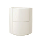 Nordic Rounded Cabinet Nightstand – Sturdy Build, Soft-Textured Minimalist Finish, 2-Drawer Bedside Table for Bedroom