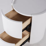 Nordic Rounded Cabinet Nightstand – Sturdy Build, Soft-Textured Minimalist Finish, 2-Drawer Bedside Table for Bedroom