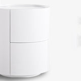 Nordic Rounded Cabinet Nightstand – Sturdy Build, Soft-Textured Minimalist Finish, 2-Drawer Bedside Table for Bedroom