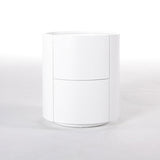Nordic Rounded Cabinet Nightstand – Sturdy Build, Soft-Textured Minimalist Finish, 2-Drawer Bedside Table for Bedroom