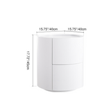 Nordic Rounded Cabinet Nightstand – Sturdy Build, Soft-Textured Minimalist Finish, 2-Drawer Bedside Table for Bedroom