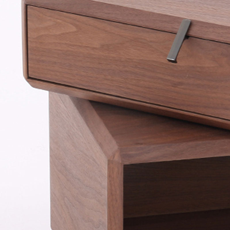 Retro Rotating Wood Nightstand with Rotatable Top and 1 Drawer – Classic Bedside Table with Smart Storage for Bedroom
