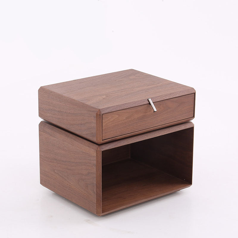 Retro Rotating Wood Nightstand with Rotatable Top and 1 Drawer – Classic Bedside Table with Smart Storage for Bedroom