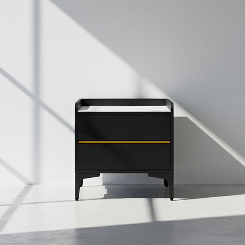 Low-Maintenance Scandinavian Bedside Table with Eco-Friendly Wood Veneer and Smooth Two-Drawer Nightstand for the Bedroom