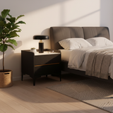 Low-Maintenance Scandinavian Bedside Table with Eco-Friendly Wood Veneer and Smooth Two-Drawer Nightstand for the Bedroom