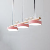 Nordic Round Resin Bird Chandelier with Wood Accent — Linear LED Island Light