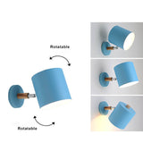 Nordic Macaron Cylinder Rotating 1-Light Wall Sconce Lamp
