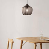 Nordic-Style Textured Wavy Glass 1-Light Barrel Pendant Light
