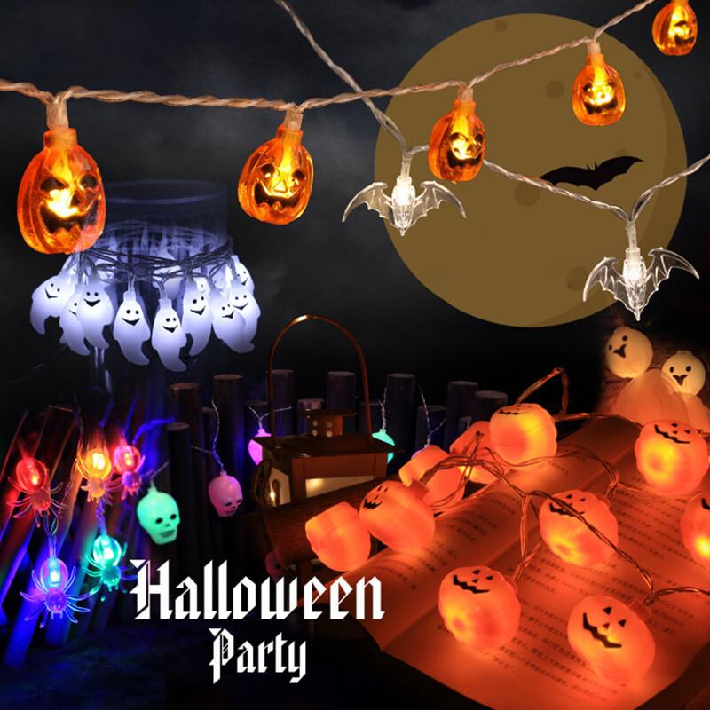 Halloween Orange Pumpkin LED String Lights - 10/20 LEDs, Battery or Solar Powered, Decorative Plastic String Light