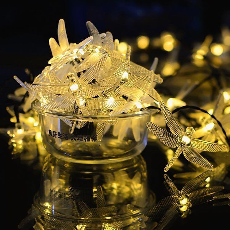 Outdoor Solar Dragonfly LED String Lights - Waterproof Festival & Party Decor