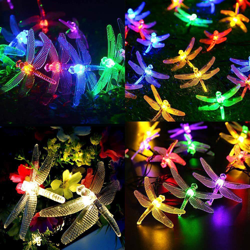 Outdoor Solar Dragonfly LED String Lights - Waterproof Festival & Party Decor