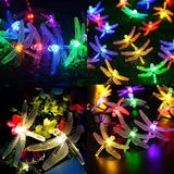 Outdoor Solar Dragonfly LED String Lights - Waterproof Festival & Party Decor