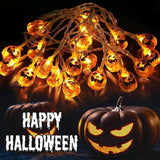 Halloween Orange Pumpkin LED String Lights - 10/20 LEDs, Battery or Solar Powered, Decorative Plastic String Light