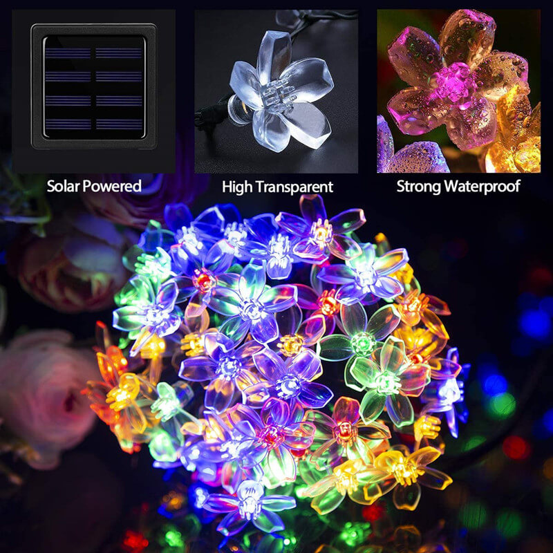 Solar-Powered LED Sakura Fairy Lights – Waterproof Outdoor Garden String Lights