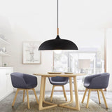Modern Metal and Wood Dome Pendant Light — 1-Light, Wooden Top