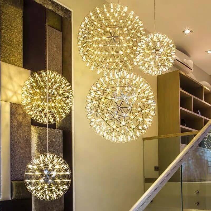 Sleek Modern Globe 12-Light LED Firework Pendant Light