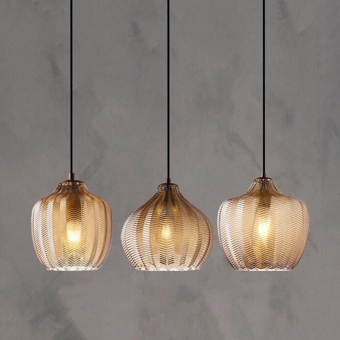 Nordic-Style Textured Wavy Glass 1-Light Barrel Pendant Light