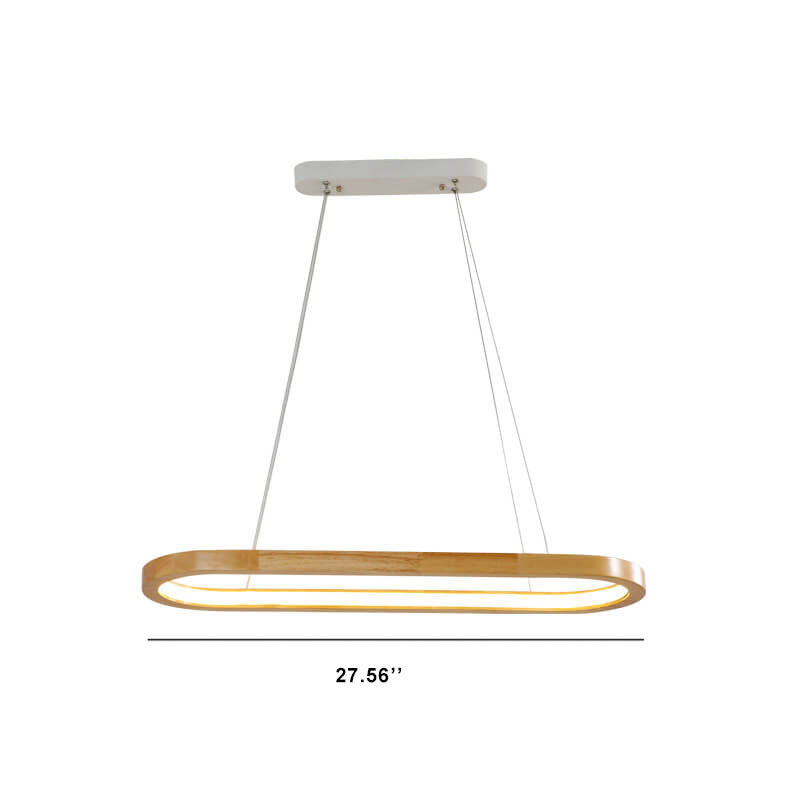 Sleek Modern Minimalist Wooden Linear Round 1-Light LED Chandeliers