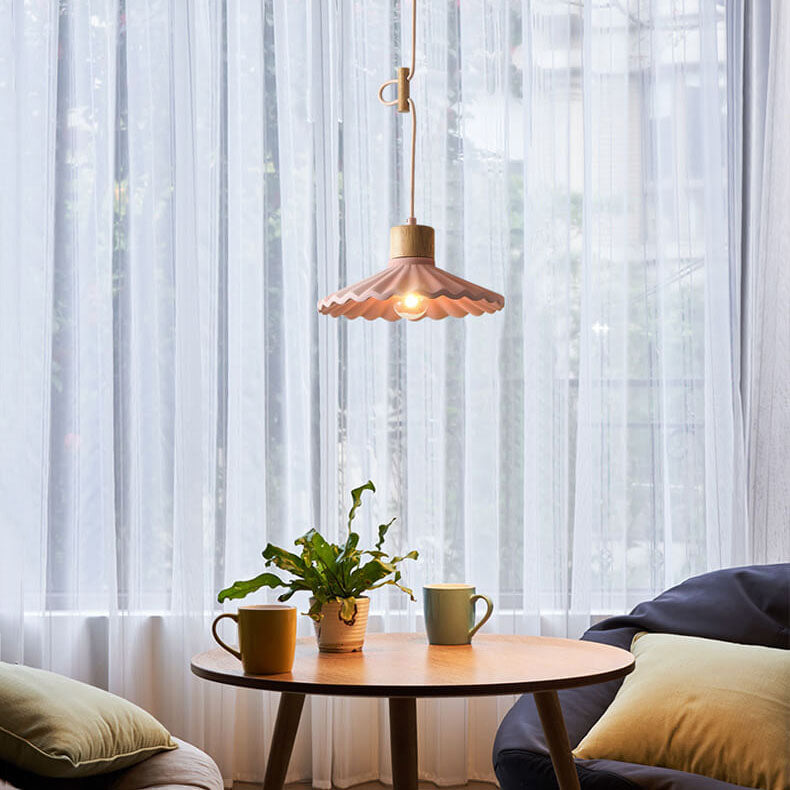 Chic Modern Macaron Cement Scalloped Shade 1-Light Pendant Light
