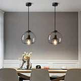 Sleek Smoke Gray 1-Light Hand-Blown Glass Dome Pendant Light