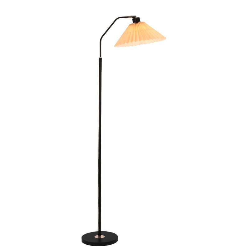 Elegant Minimalist Floor Lamp with Pleated Fabric Shade - 1-Light
