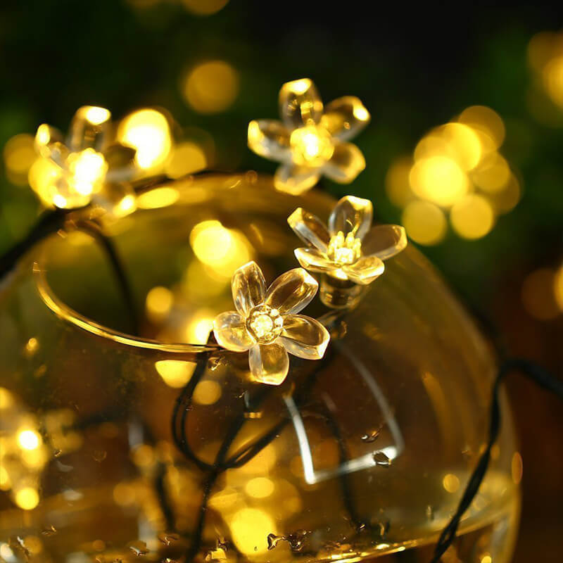 Solar-Powered LED Sakura Fairy Lights – Waterproof Outdoor Garden String Lights
