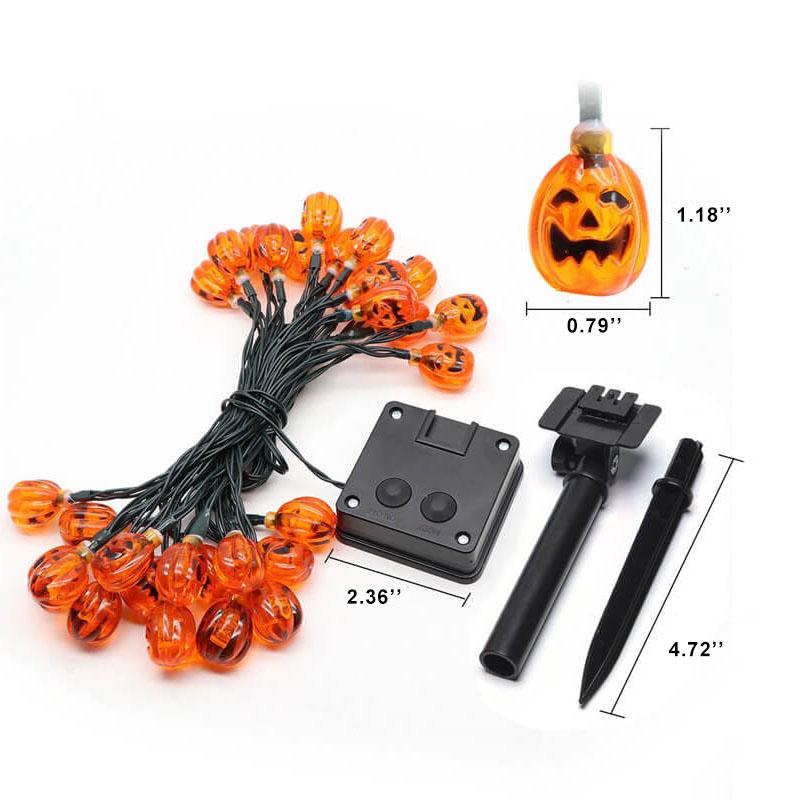 Halloween Orange Pumpkin LED String Lights - 10/20 LEDs, Battery or Solar Powered, Decorative Plastic String Light