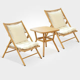 Traditional Chinese Style Square Carbon Steel Table & Chair Set with Tempered Glass Top and PE Rattan, Foldable Backrest for Outdoor Patio