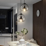 Sleek Smoke Gray 1-Light Hand-Blown Glass Dome Pendant Light