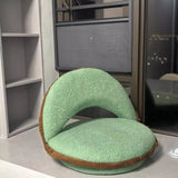 Traditional Japanese Rotatable Semi-Circular Plush Teddy Velvet Armless Chair with Foldable Multi-Layer Board and Tatami Backrest – Ideal Living Room Seating