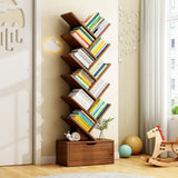 Modern Solid Wood Bookshelf – Eco-Friendly, Rectangular 6/8/10/12-Tier Storage for Home Office