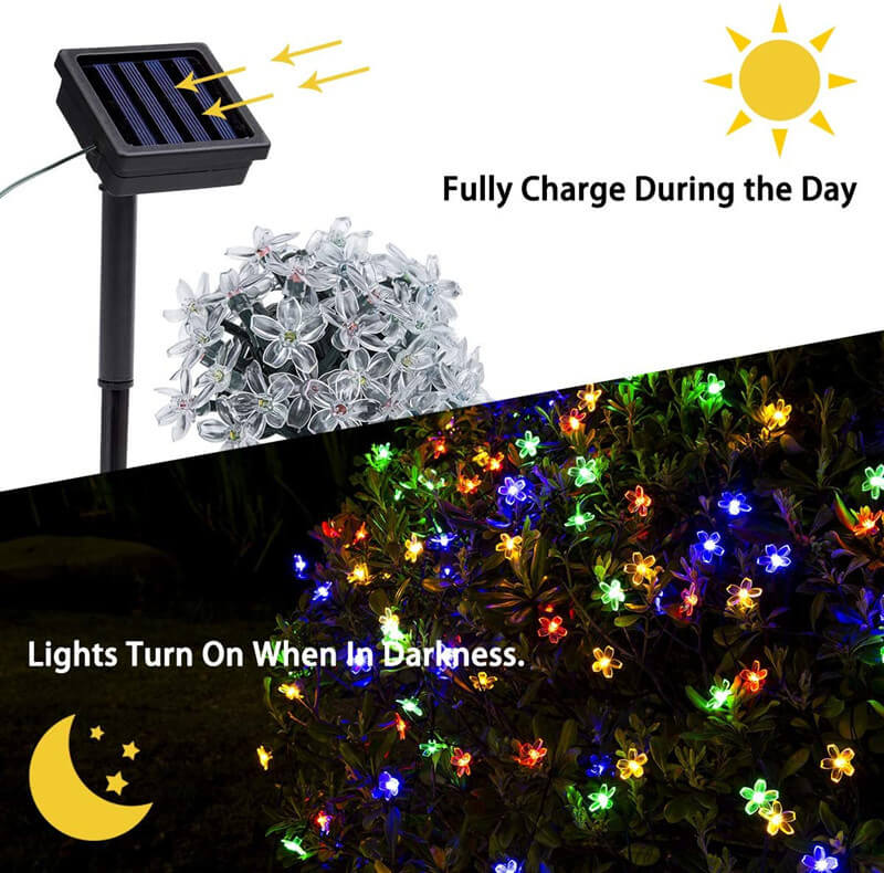 Solar-Powered LED Sakura Fairy Lights – Waterproof Outdoor Garden String Lights