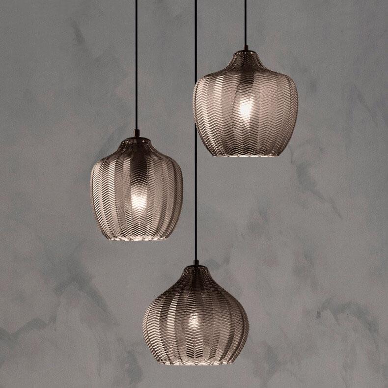 Nordic-Style Textured Wavy Glass 1-Light Barrel Pendant Light