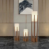 Chic Modern Floor Lamp with Fabric Shade and Solid Wood - 1-Light Standing Lamp
