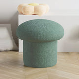 Modern Minimalist Mushroom-Cylinder Vanity Stool with Lambswool Upholstery and Wood Base for Bedroom